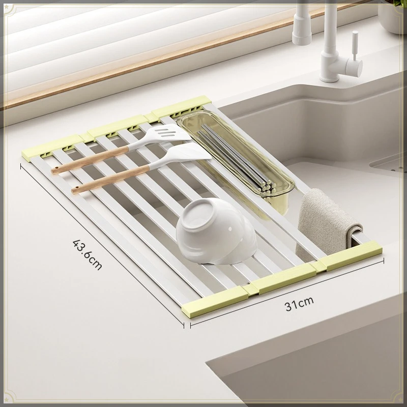 Foldable Sink Drain Rack PVC Sink Caddy Organizer with Chopsticks Box Strong Load Bearing Multifunctional Kitchen Sink Organizer view 6