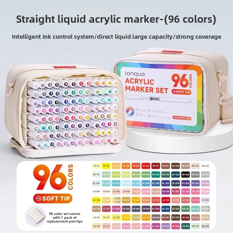 LANGUO 240/9 Farben Acryl-Farbmarker, direkter Flüssigfarben-Markierungsstift, DIY-Zeichnung mit Aufbewahrungsbox, Schulbedarf, Schreibwaren
