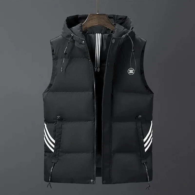 

Winter Golf Jackets Vest For Men's Down Cotton Windproof Warm Golf Wear Hooded Waistcoat Man's Fashion Loose Jacket Coats 골프웨어