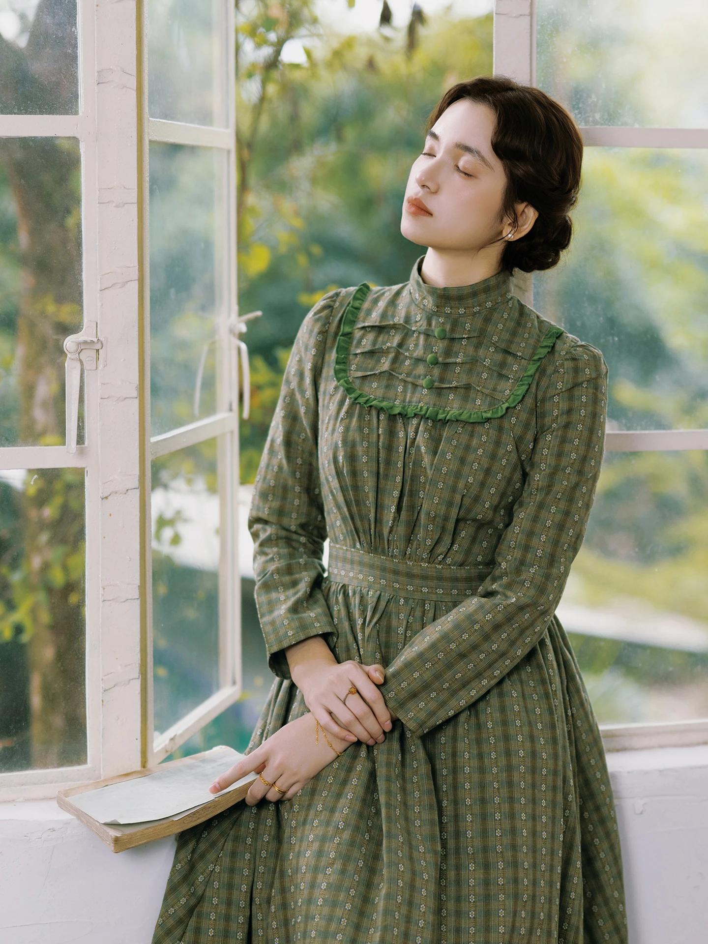 TIYIHAILEY printemps automne femmes vert rayé imprimé robe à manches longues longue Maxi dames S-XL Vintage taille haute 2025 col roulé