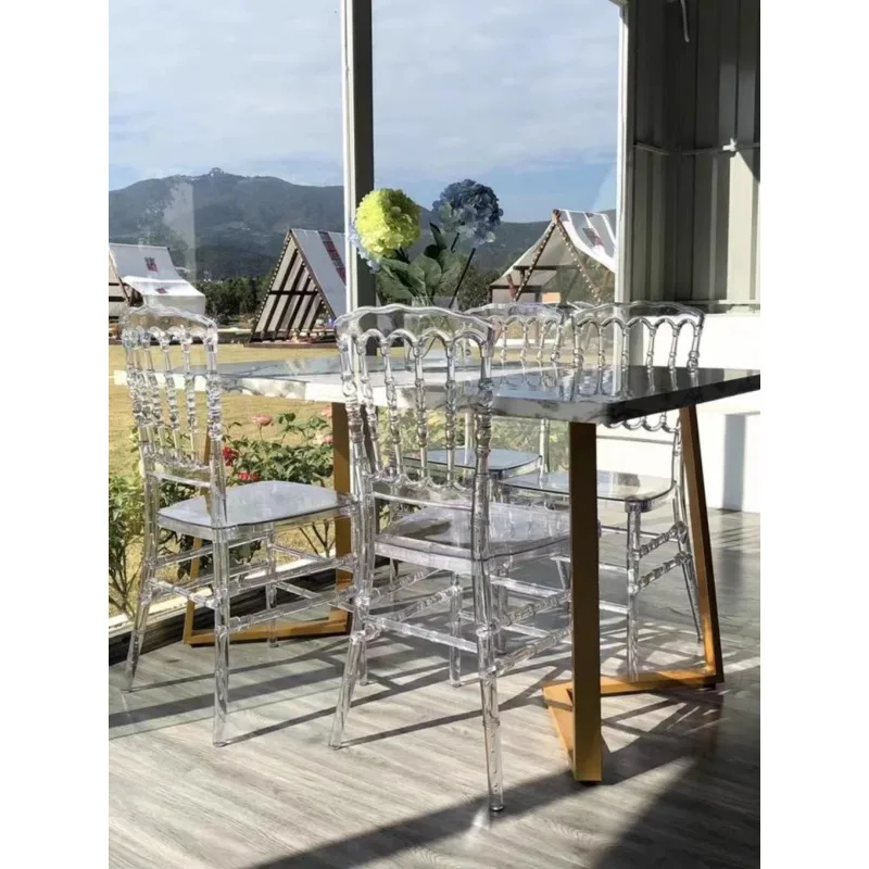 Banquet Hall Crystal Chair Wedding Hotel Dining Chair Plastic Transparent Chair Wedding Stool Banquet Hotel Furniture Outdoor