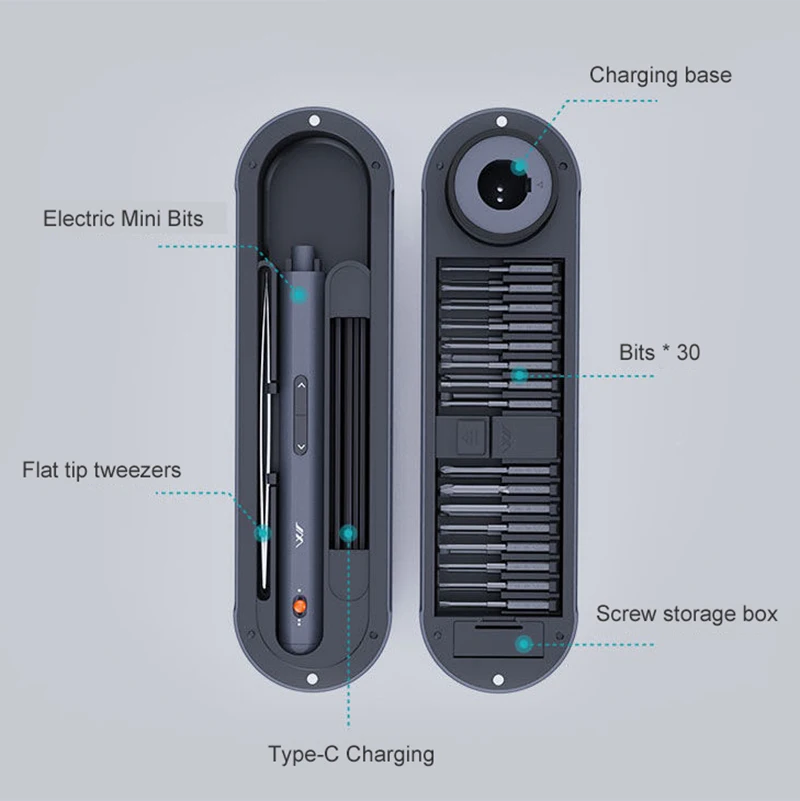 Youpin JIMIHOME Juego de destornilladores eléctricos de precisión, Mini Kit de destornillador magnético, brocas, herramienta de reparación portátil multifuncional para el hogar