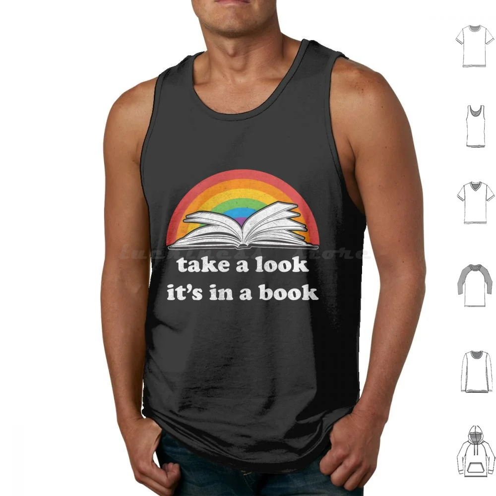 Take A Look , It'S In A Book Tank Tops Print Cotton Rainbows Take A Look Its In A Book Take A Look Its In A Book Reading