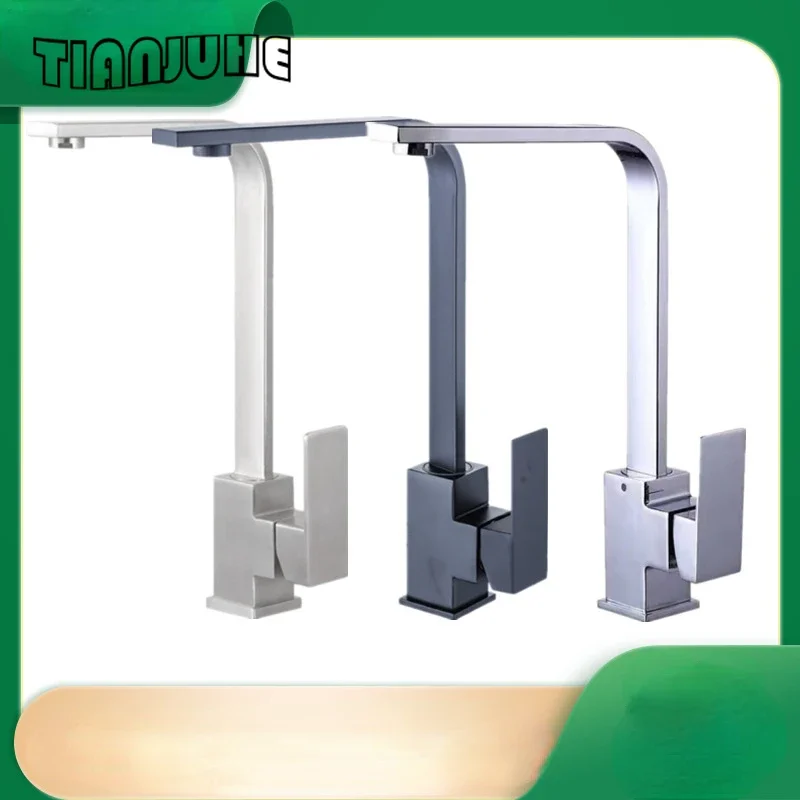 

Матовый никель, смеситель для раковины с одним отверстием, современный смеситель из нержавеющей стали с одной ручкой, поворотный на 360 градусов, горячая и холодная вода