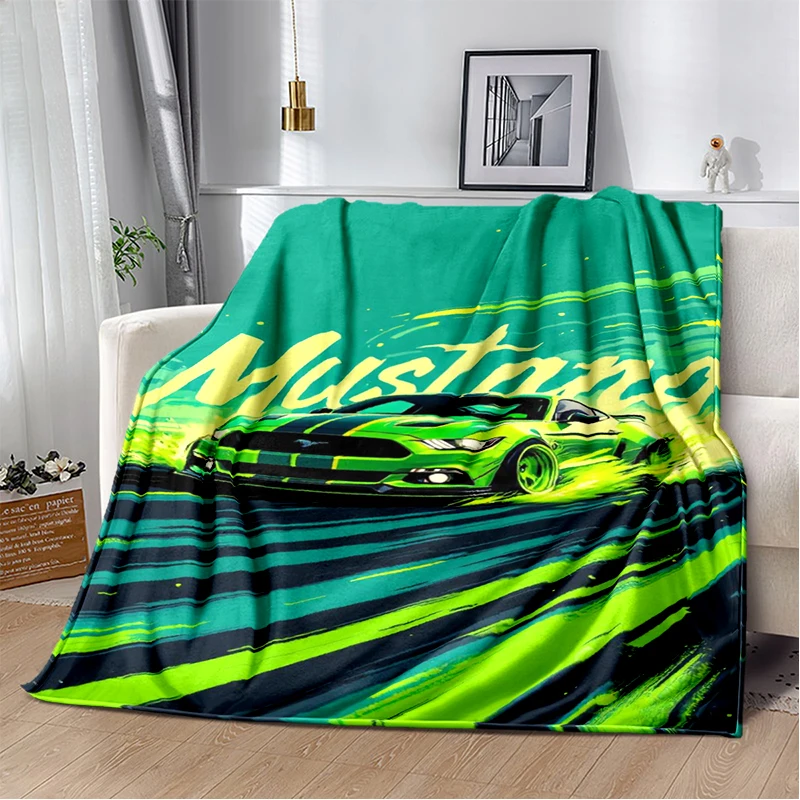 ثلاثية الأبعاد موستانج سباق السيارات تسجيل GTR بطانية قطيفة ناعمة ، بطانية الفانيلا رمي بطانية لغرفة المعيشة غرفة نوم غطاء أريكة تتحول لسرير هدية #5