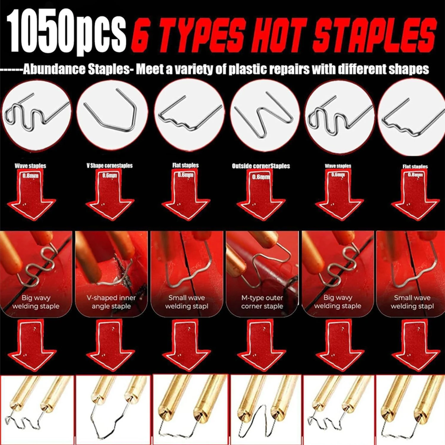 Black 50 W Plastic Welding Gun With 4 Kind Of Nails With EU Plug Hot Stapler Plastic Repair Welder Soldering Kit