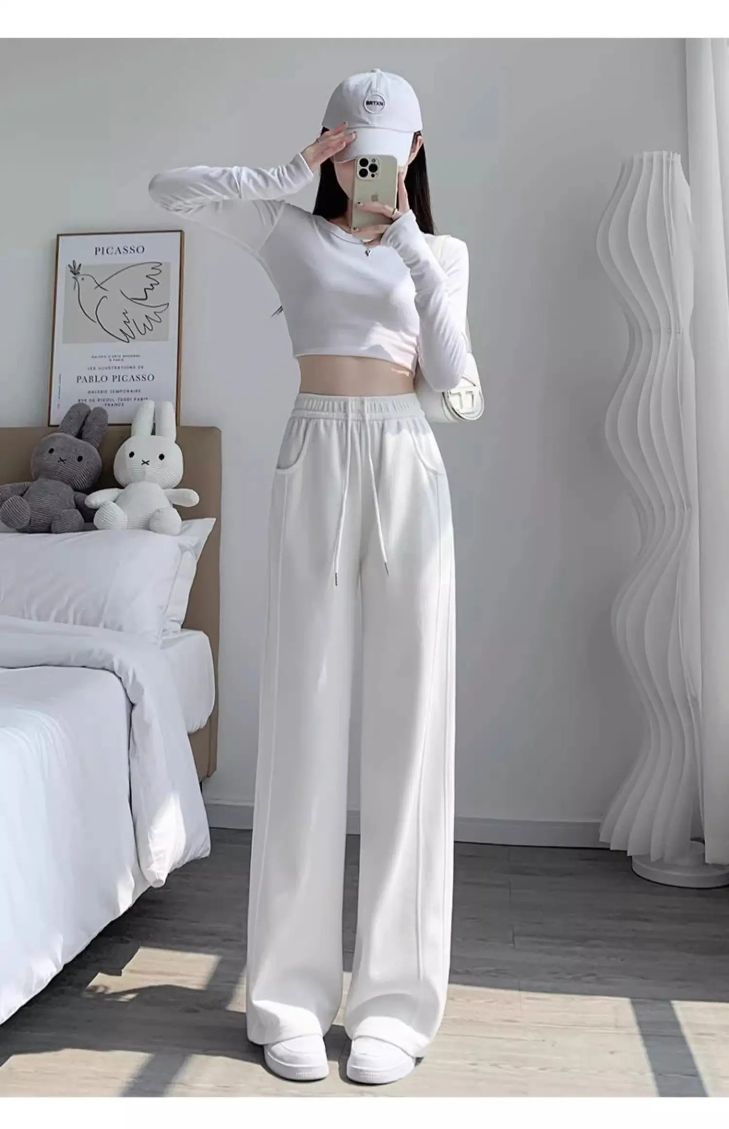 

Брюки женские Y2K женские весенние шифоновые плиссированные струящиеся легкие широкие брюки для улицы в корейском стиле минимализм городские поездки пряные