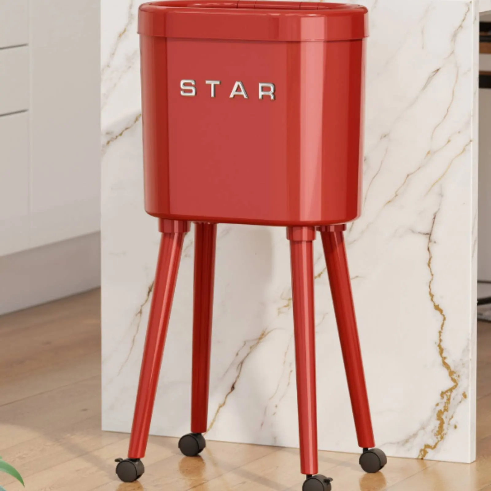 Trash Can High-Legged Design Lidded Trash Can Lidded Waste Bin Lid Movable for Kitchen, Small Areas