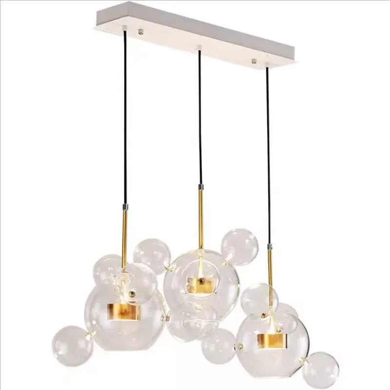 Modern Clear Glass Pendant Light  Living Room Bubble Glass Hanging Lamp Chandelier for Dining Room Home Decor