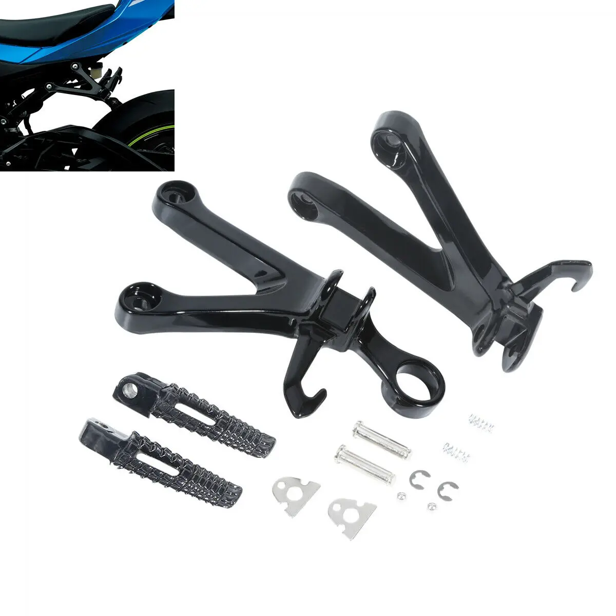 Black Passenger Rear Footpeg Rest Bracket For Suzuki GSXR 1000 GSX-R1000 2017 2018 2019 2020 2021 2022 Motorcycle Accessories