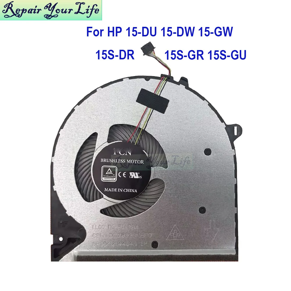 Laptop CPU Cooling Fan Cooler For HP Pavilion 15-DU 15-DW 15-GW 15S-DR 15S-GR GY TPN-C139 C151 FLG0 DFS5K12114464N L52034-001