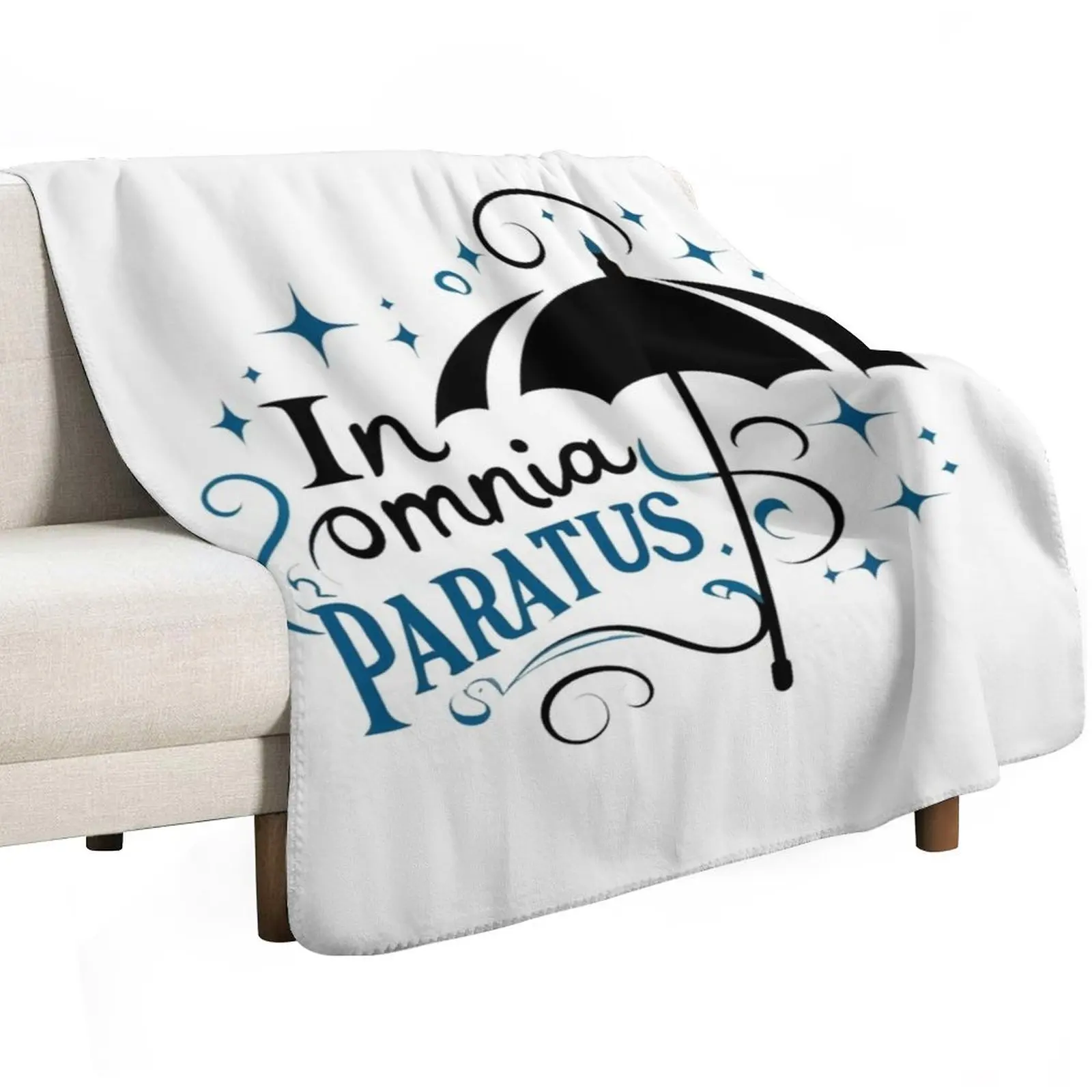 In Omnia Paratus - Umbrella and Scarf II - Typography Throw Blanket Retros for sofa Large Fashion Sofas Single Softest Blankets