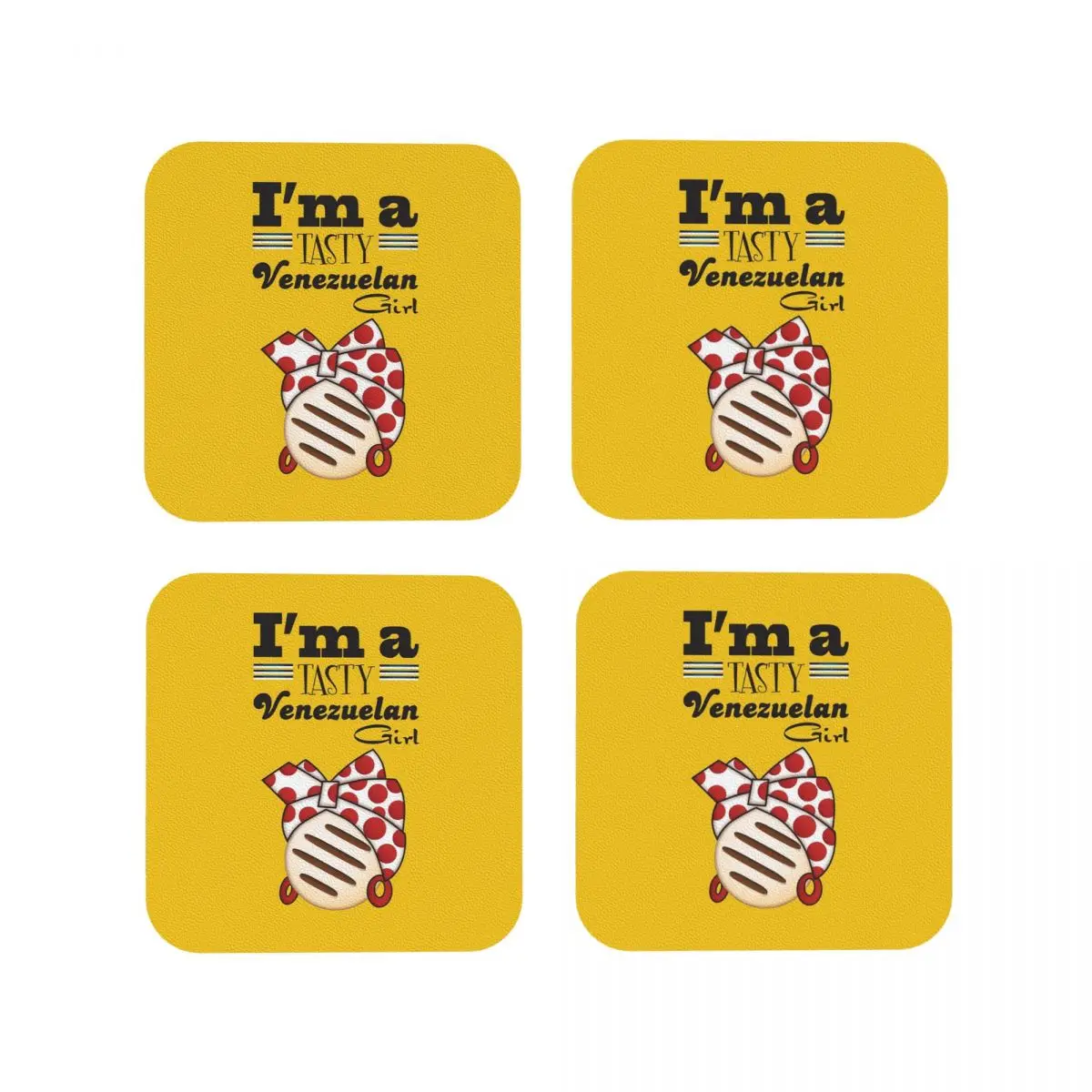 Arepa Venezuela Im A Tasty Venezuelan Girl Coasters Coffee Mats Mug Cup Placemats Tableware Pads for Home Kitchen Dining Bar
