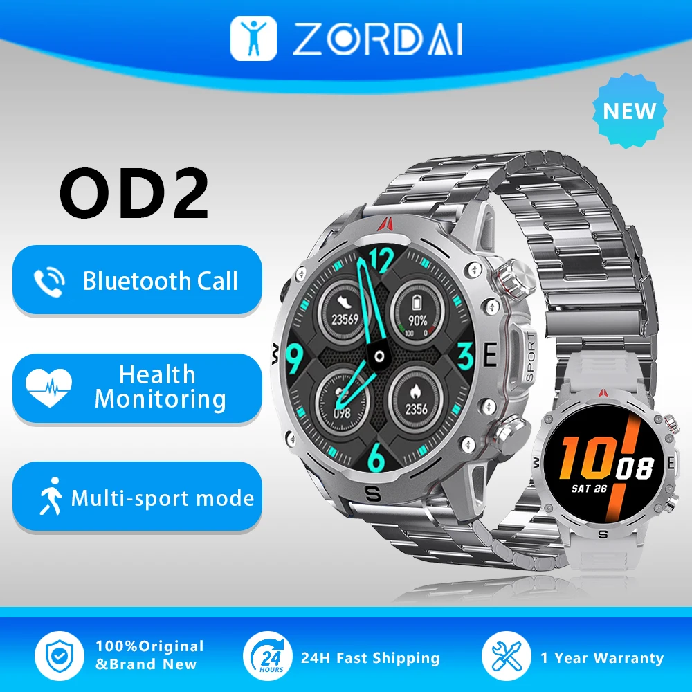 Zordai OD2 Smart Watch AMOLED GPS Track 3ATM Waterproof BT Call NFC Sports Health Outdoor Fitness Tracker Men Women Smartwatch