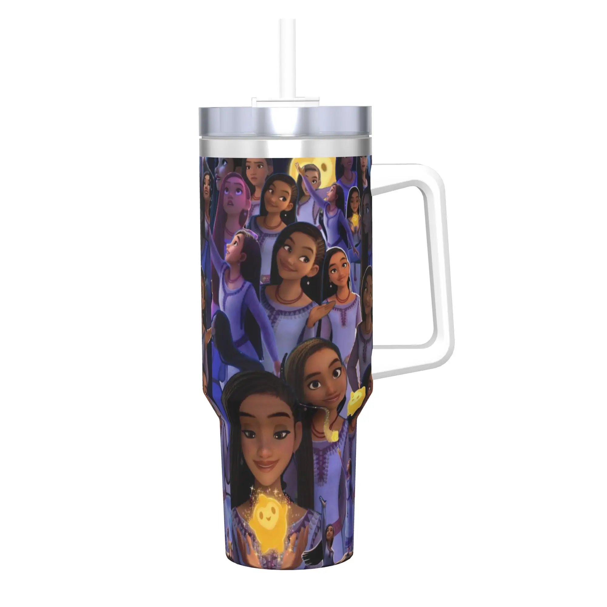 

40oz Wish Cartoon Movie Asha Star Vacuum Insulated Tumbler Magical Girl Double Wall Mugs Cold Hot Drink Cup Gift Print