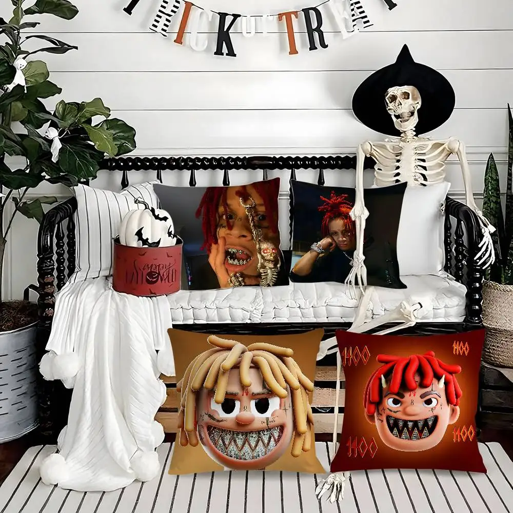 

Rapper T-Trippie R-ReddS Pillow Case Soft Plush Fabric Double Sided Print Decorative Home Living Room Gift Cushion Cover