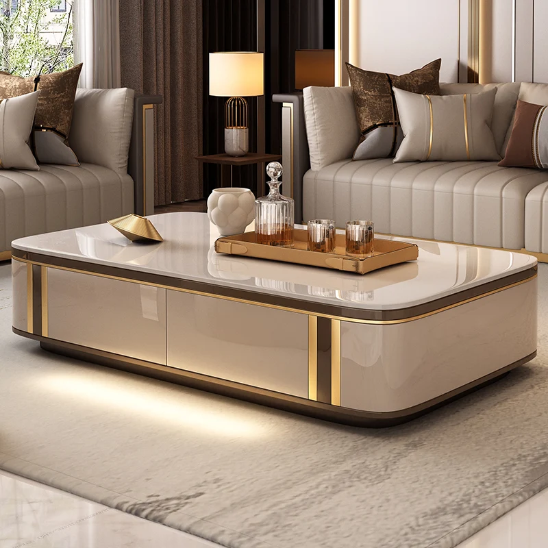 Rustic Nordic Coffee Table Designer Glass Top Minimalist Storage Coffee Table Living Room Modern Tavolino Da Salotto Furniture
