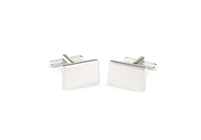 iGame Engravable Cuff Links Silver Color Rectangle Design Quality Brass Material Cufflinks For Men