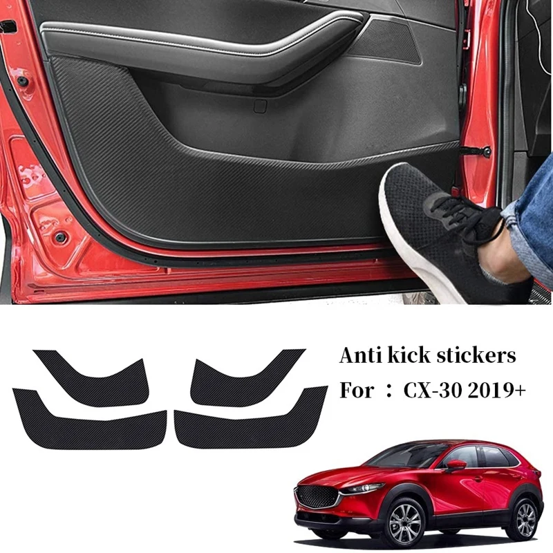 Car Carbon Fiber Door Anti-Kick Pad Side Edge Protection Mat Cover for Mazda CX-30 2019 2020