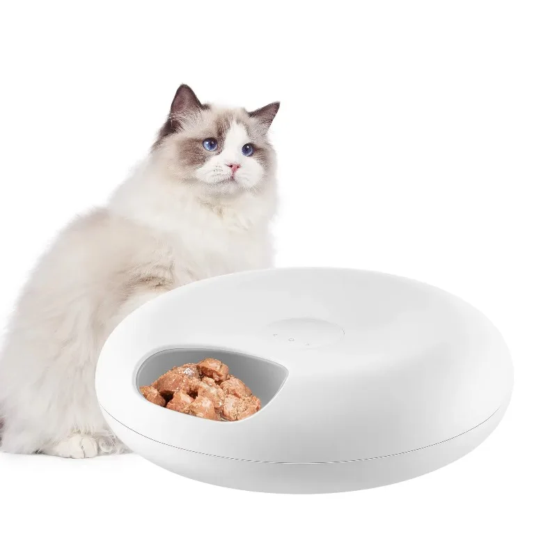 6-Meal Automatic Cat Food Dispenser, Wet and Dry Food Automatic Cat Feeder with Two Ice Packs, Programmable Timer
