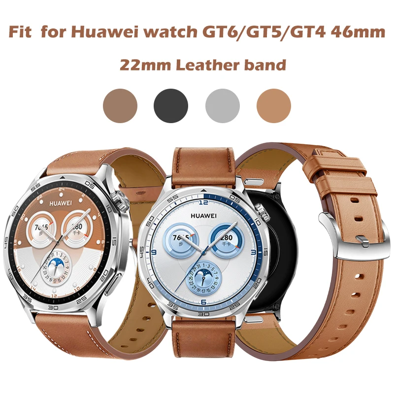 

Кожаный ремешок подходит для часов Huawei GT6/GT6pro 46 мм, воздухопроницаемый и удобный браслет для Huawei GT5 GT4 GT3, 46 мм
