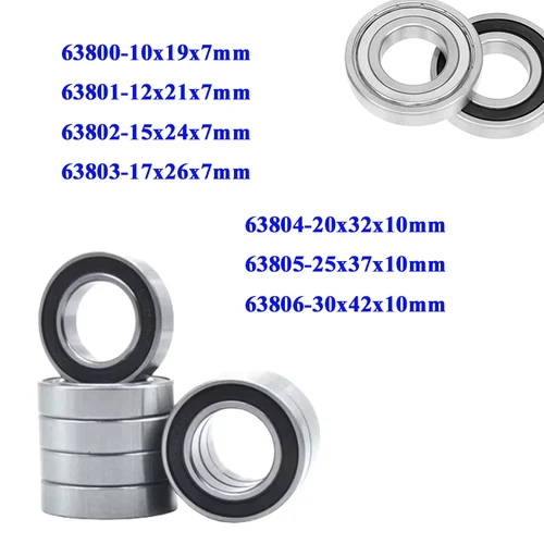 5 uds 63800 63801 63802 63803 63804 63805 ZZ Z RS 2RS rodamiento rígido de bolas ensanchado rodamientos pivotantes de cuadro de bicicleta de alta velocidad