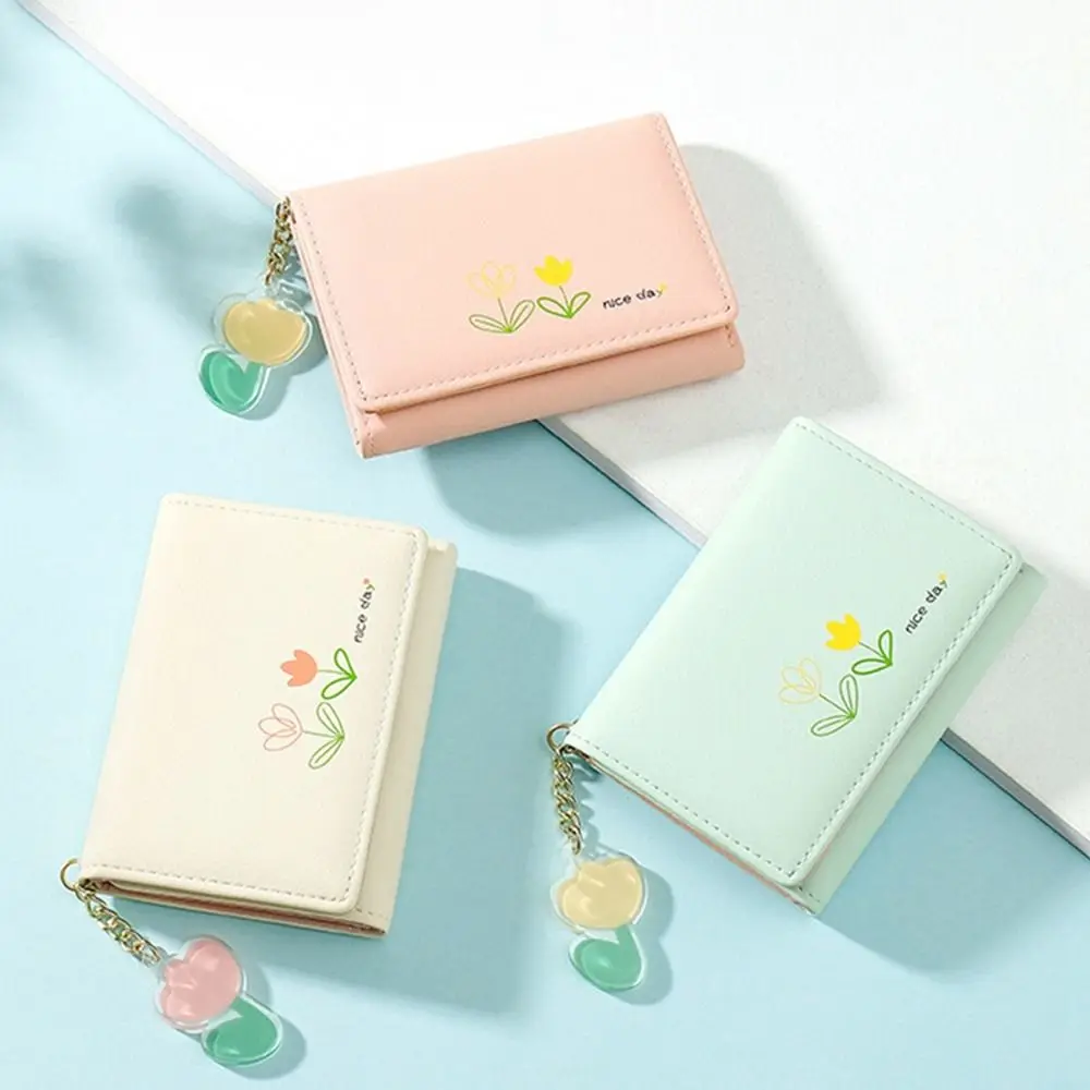 Compartment Multi Card Pockets PU Leather Clutch Bag Folded Bag Credit Card Clip Women Wallet Card Holder Short Coin Purse