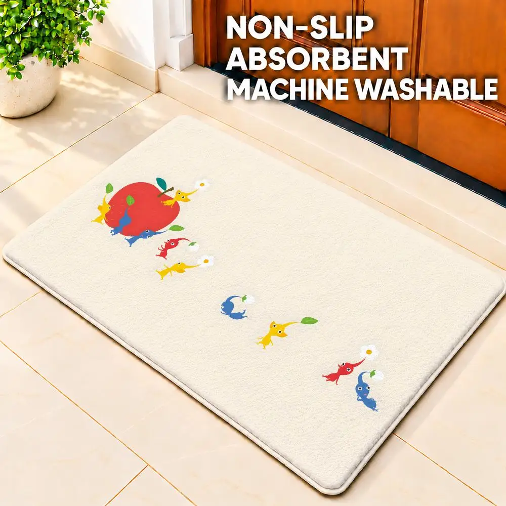game Pikmin Floor Mat Doormat Non-Slip Floor Mat Rug for Bathroom Kitchen Entryway Indoor Outdoor Home Decor