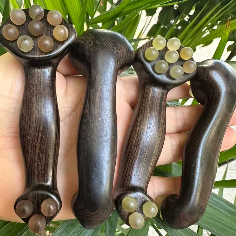Green Sandalwood Horn-Shaped Ruyi Massage Stick, Facial , Eye Unblocker, Acupoint and Meridian Massager