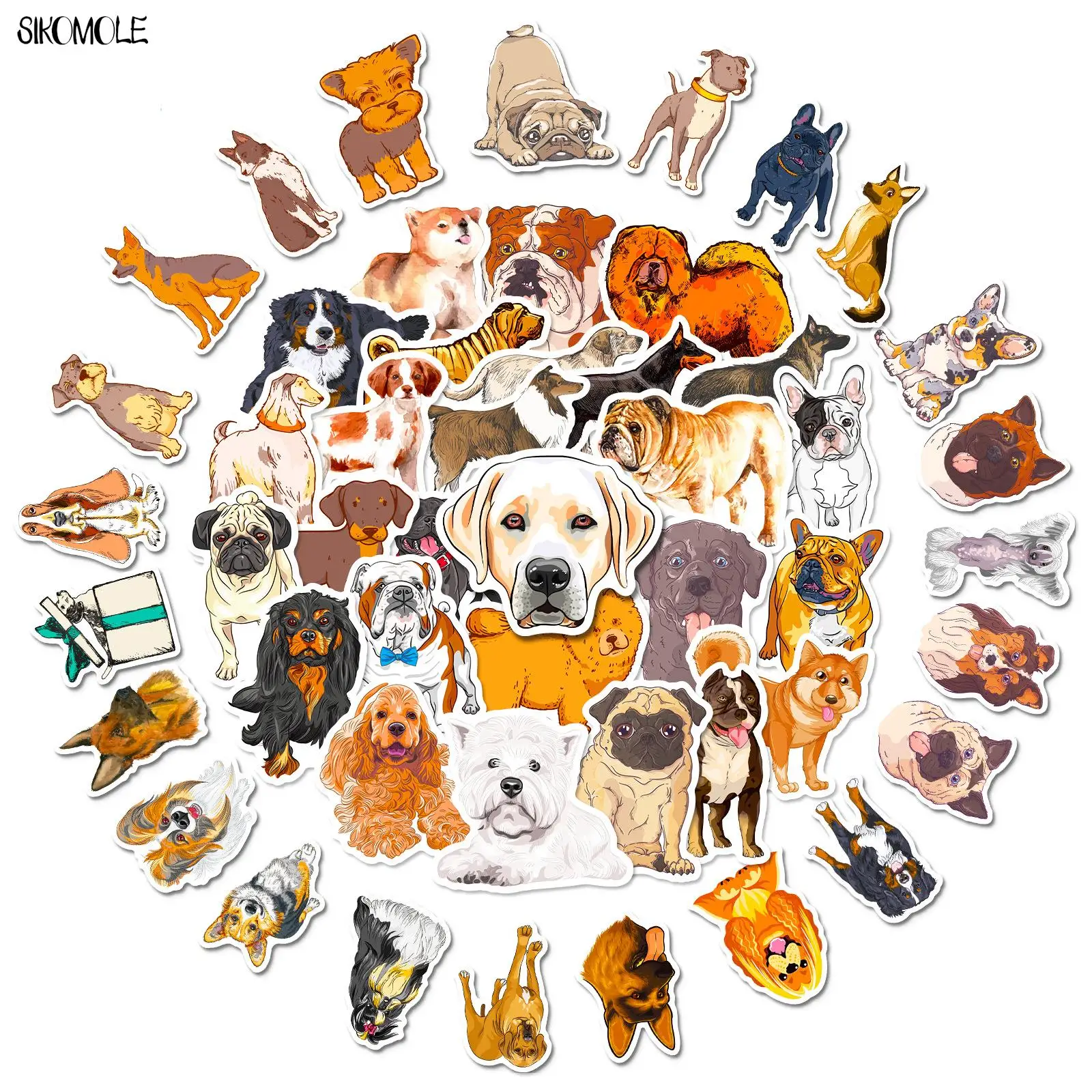 10/30/50PCS Mix Cartoon Dog Stickers Poodle Realistic Stickers Animal For Children DIY Toys Phone Travel Laptop Sticker Decals