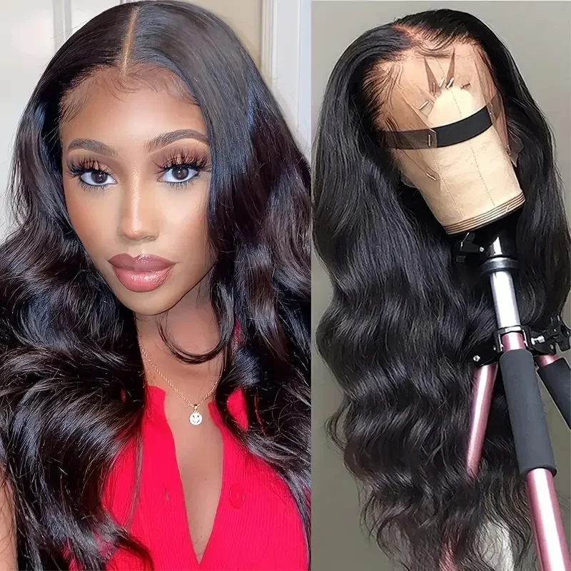 Body Wave Lace Front Synthetische Pruiken met Geplukt Natuurlijke Haarlijn HD Transparante Pruik Zwart Kant Frontale Pruiken Geplukt voor Vrouwen