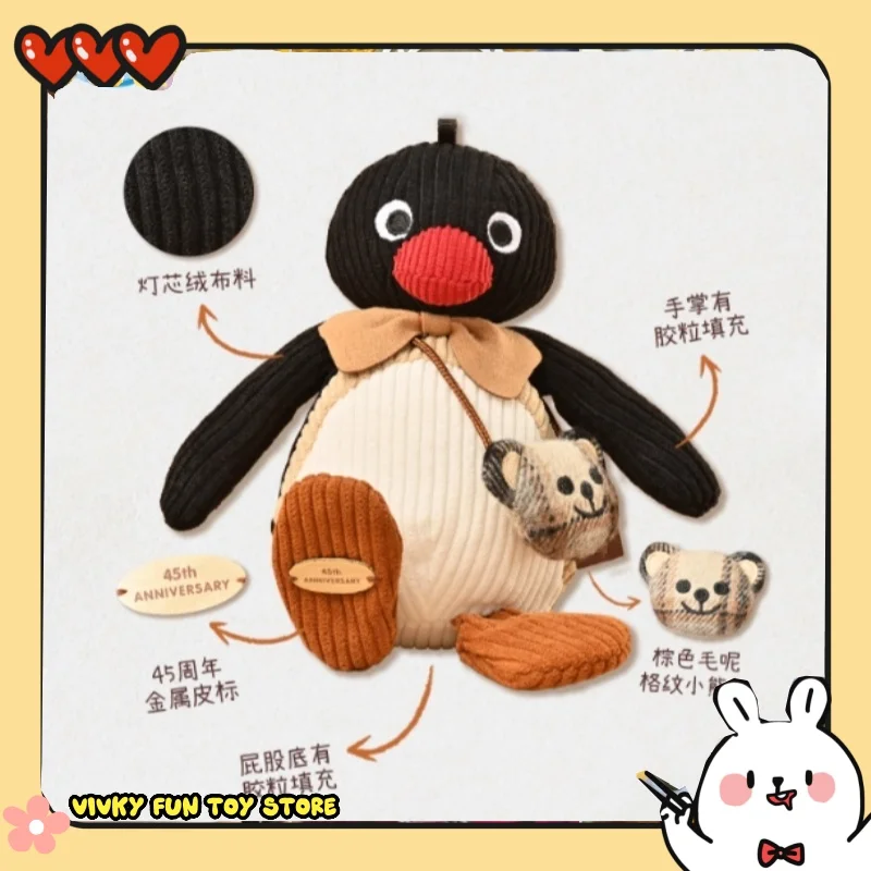 new Pingu Penguin Retro Keychain Headphone Pouch 45th Anniversary Plush Doll Cute Doll Holiday Gift