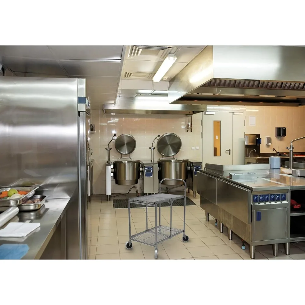 عربة سلكية قابلة للطي ذات رف مزدوج من Luxor WSCC-2 مع عجلات، شديدة التحمل بسعة 200 رطل، سهلة التخزين #4