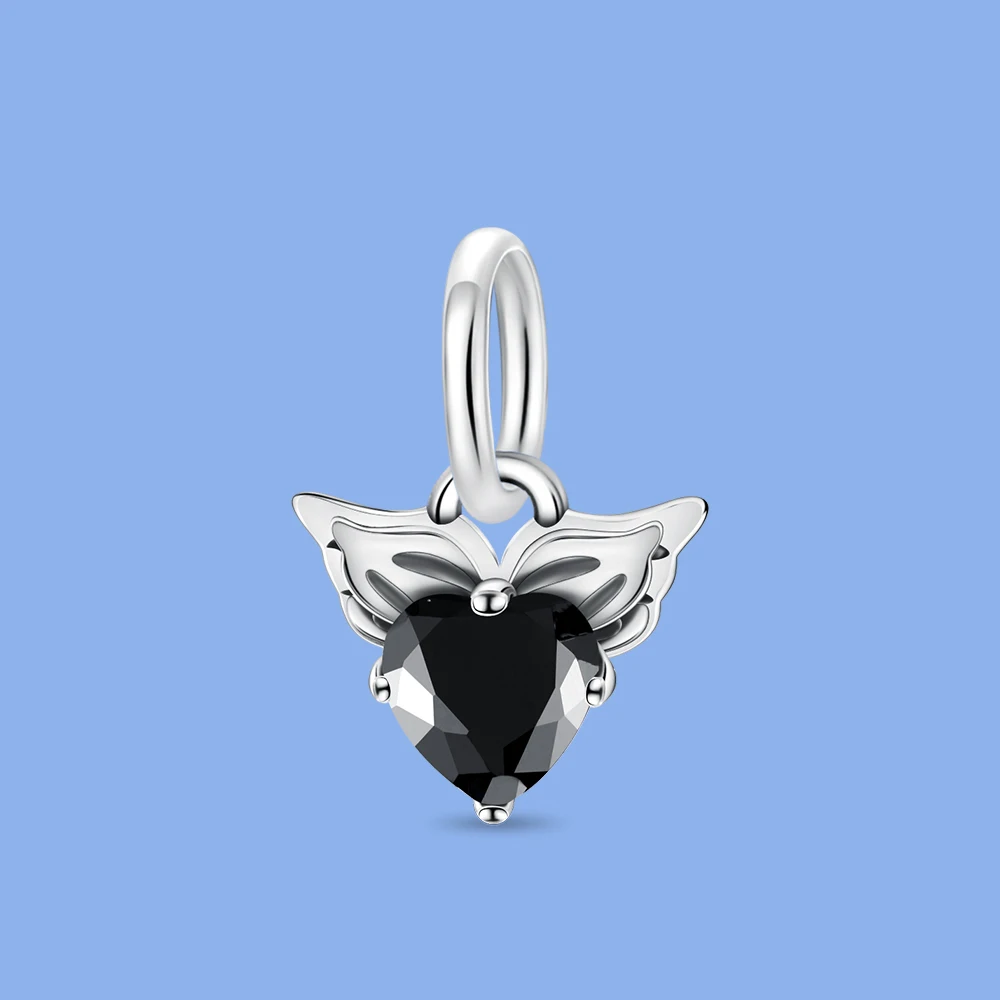 

Pendant Charm Bead 925 Sterling Silver Black Zircon Wings Beads Fit Original Bracelet for Jewelry Making Valentine's Day gift