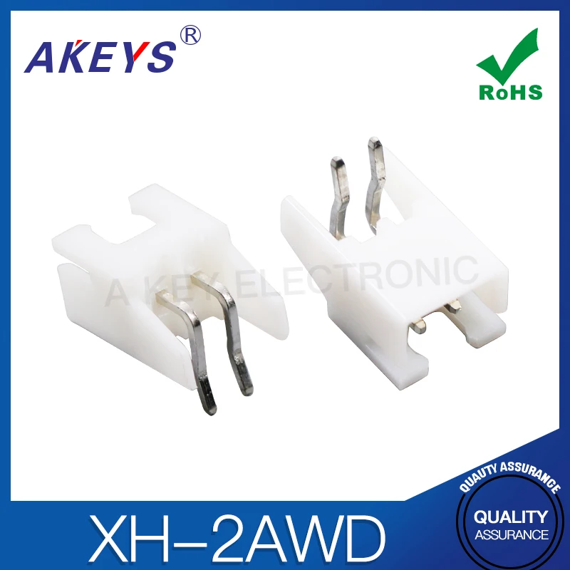 10pcs XH-2AWD PLUG-IN CONNECTOR 2.54MM SPACING 2P WHITE BEND PIN BAND POSITIONING PIN BASE