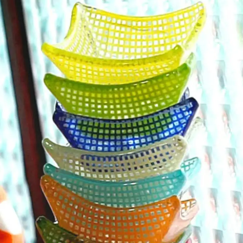 Korean Style Colorful Square Bowl  Retro Checkered Pattern Glass Heat-resistant material Dish Dipping Material Small Dish