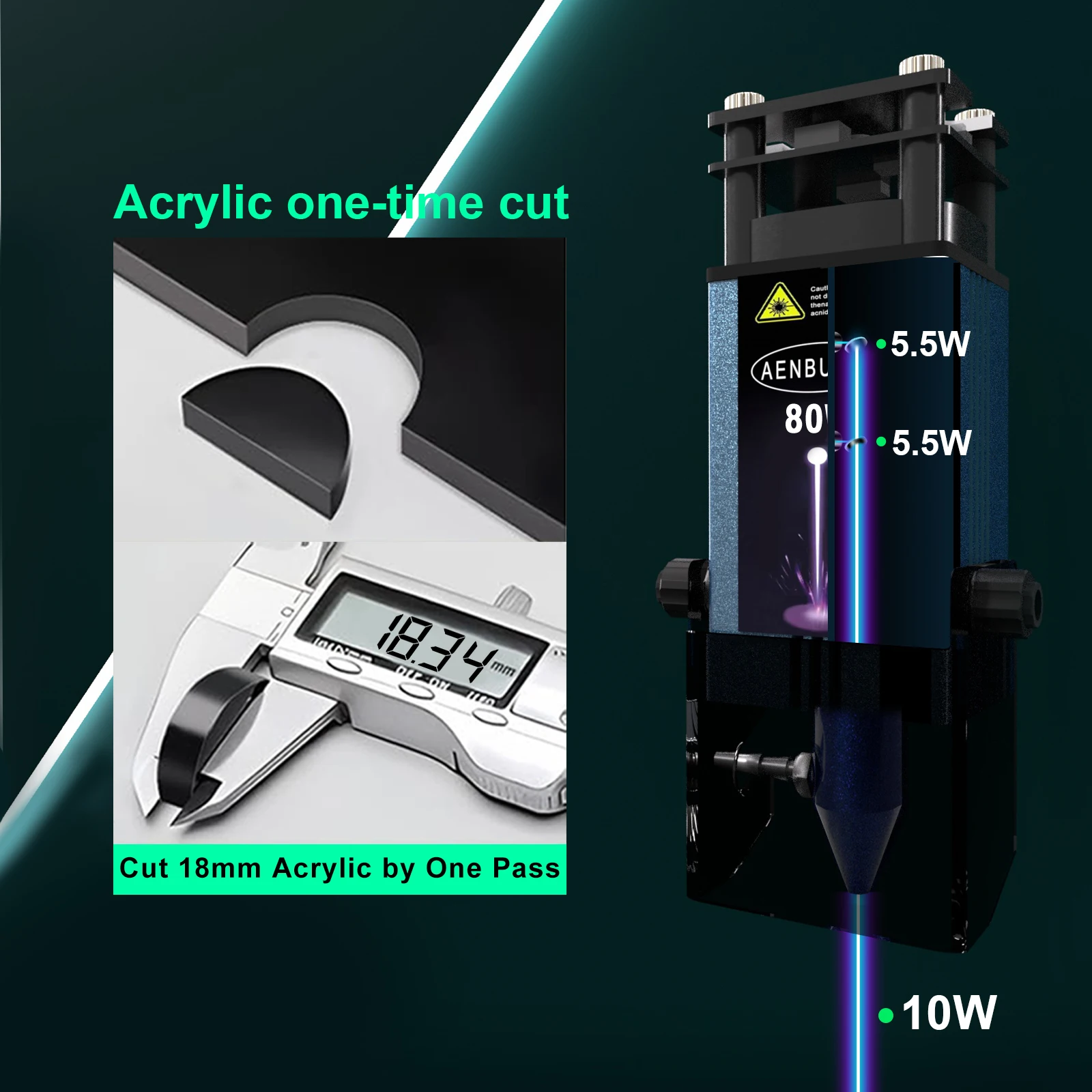 AENBUSLM 40W 80W Modul Pemotongan Laser 450Mm Kepala Ukiran Laser Cahaya Biru dengan Bantuan Udara Pemotong Kayu CNC Ukiran Laser