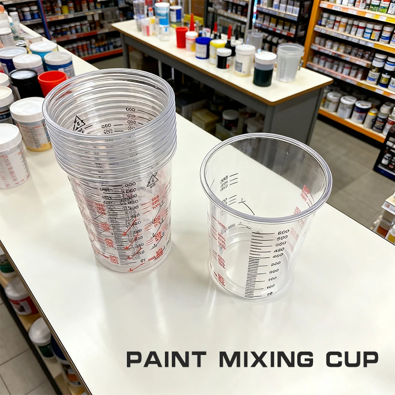 10Pcs 600ml Plastic Paint Mixing Cups Calibrated Mixing Pot Tools