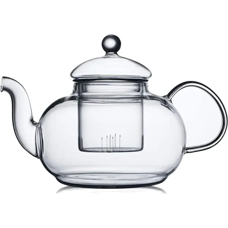 Glass Teapot Stovetop Safe,Clear Teapot with Removable Infuser 20.3/33.8 oz, Loose Leaf and Blooming Tea Maker