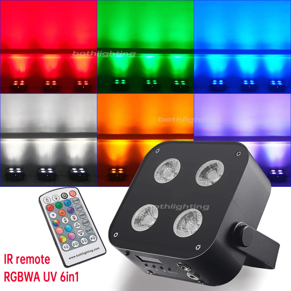 Bothlighting 8pcs with a Case IR4 mini Uplights 4X12W Spotlight 4 LED Hex Uplights with Wireless DMX&IR Remote