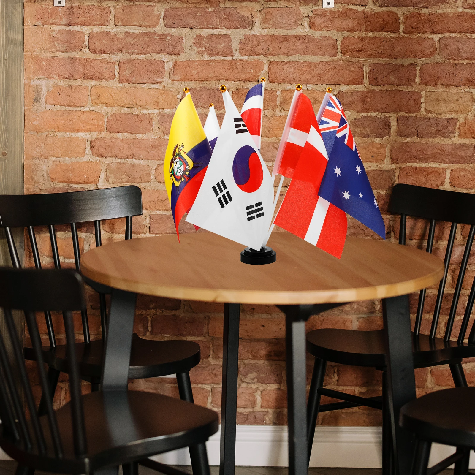 

1 set 1 Set Desktop Durable Office Desk Table Ornament Mini Country Flag Stand Fade Resistant Decor For Home Workspace Patriotic