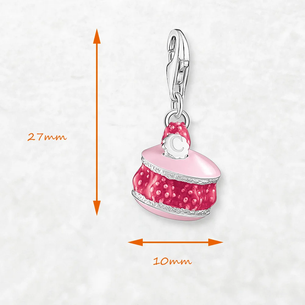 Pink Raspberry Macaron Pendant Charm For Boys Girls Jewelry Summer Fashion 925 Sterling Silver Cute Gift