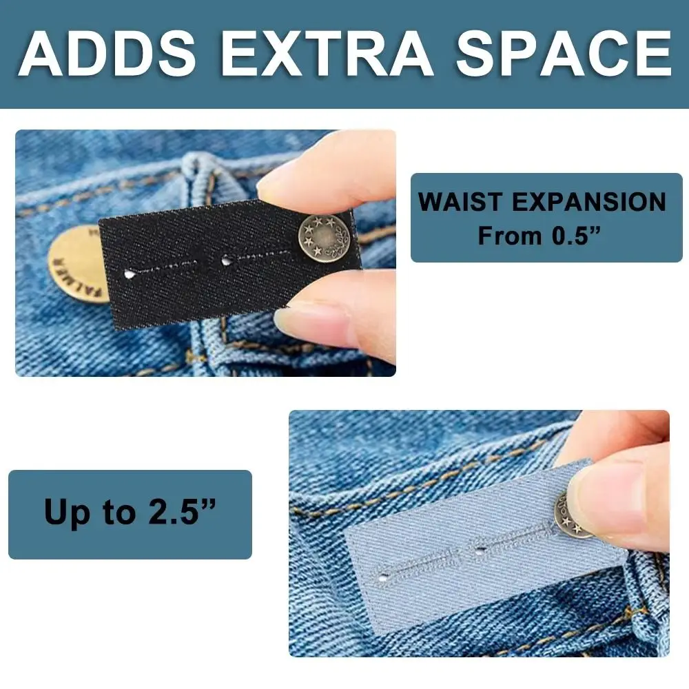 Denim Clothe Waisband Extender Adjustable Flexible Pants Extenders Buttons Waist Extension DIY Crafts Extension Buckle Women