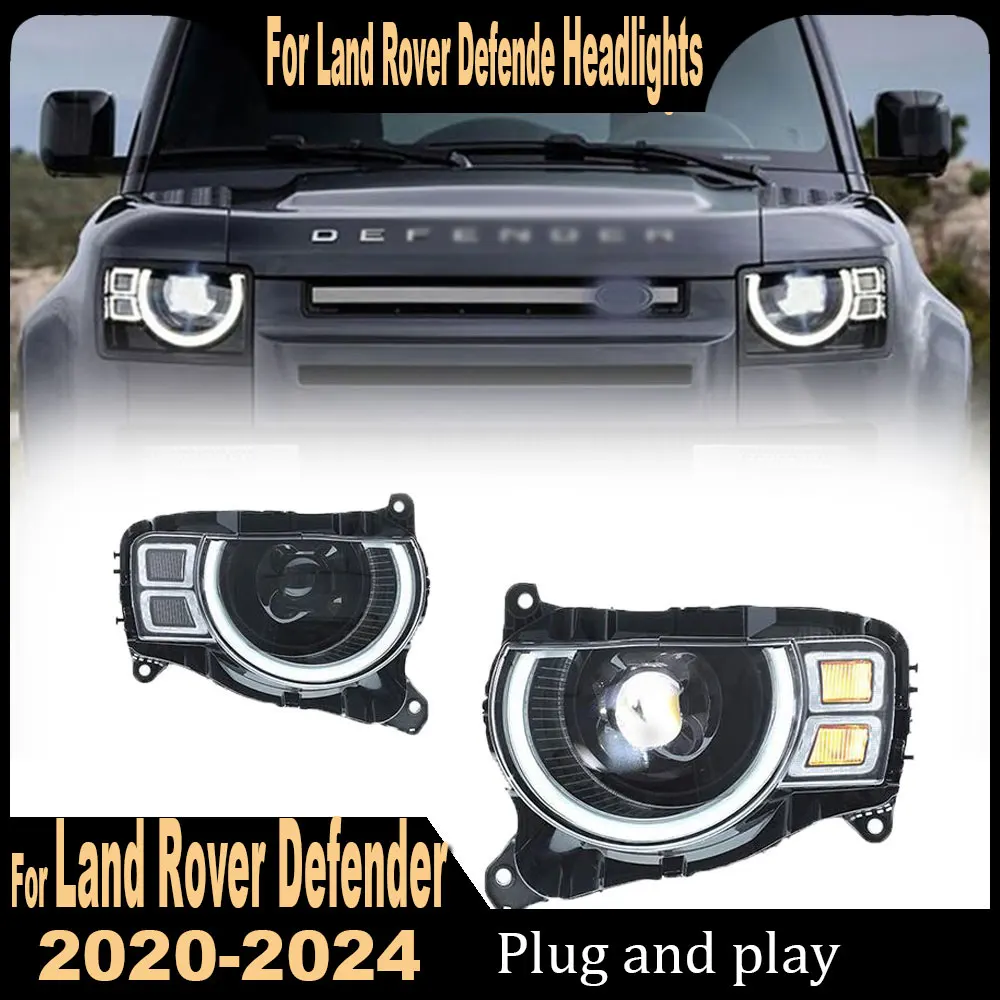 Car Headlights For Land Rover Defender L663 2020 2021 20222023 Full LED Headlamp Assembly Upgrade Projector Lens Accessories Kit