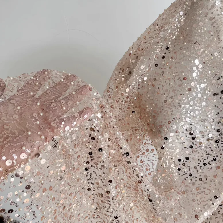 

1 ярд, бусины, блестки, аксессуары для свадебного платья, ткань для шитья, сетчатая ткань белого цвета шампанского, золотого цвета