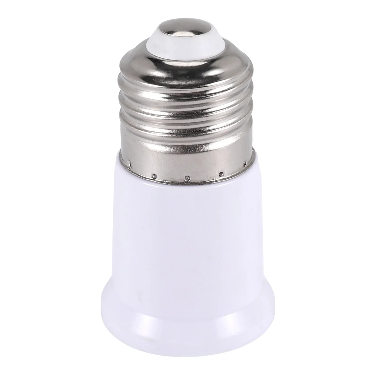 ABUOE27 to E27 Bulb Holder Silver Tone White Adapter Extender