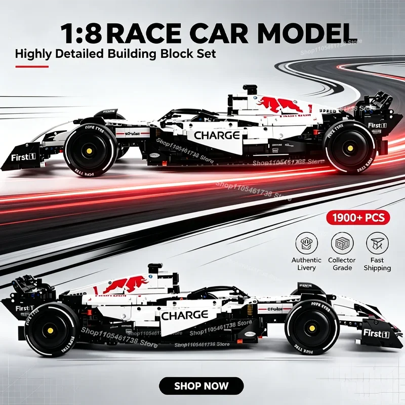2026 NEW MK6025 Technical Classic Performance 1900+Pcs RB21 White Sports Car Building Blocks MOC DIY Assembly Model Boy Toy Gift