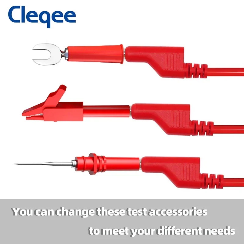 Cleqee P1036B 4mm Banana To Banana Plug Test Lead Kit for Multimeter Match Alligator Clip U-type & Puncture Test Probe Kit