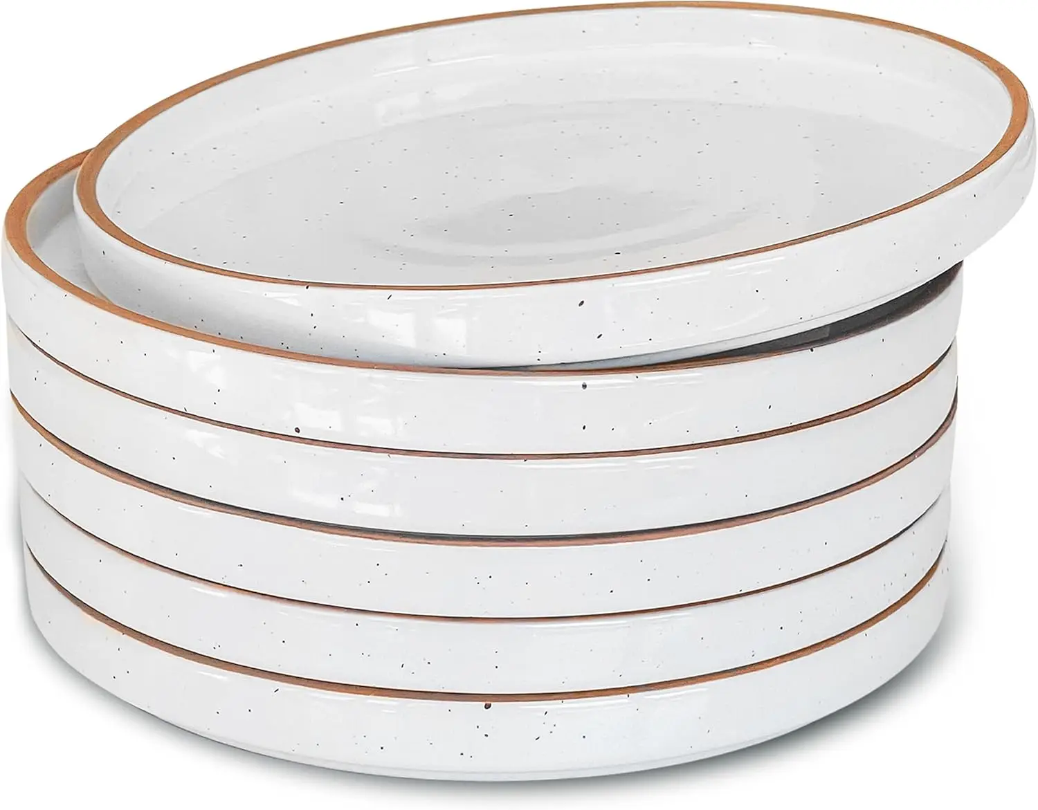 

Flat Plates Set of 6-8 in - The Dessert, Salad, Appetizer, Small Lunch, etc Plate. Microwave, Oven, and Dishwasher Safe, Scratch