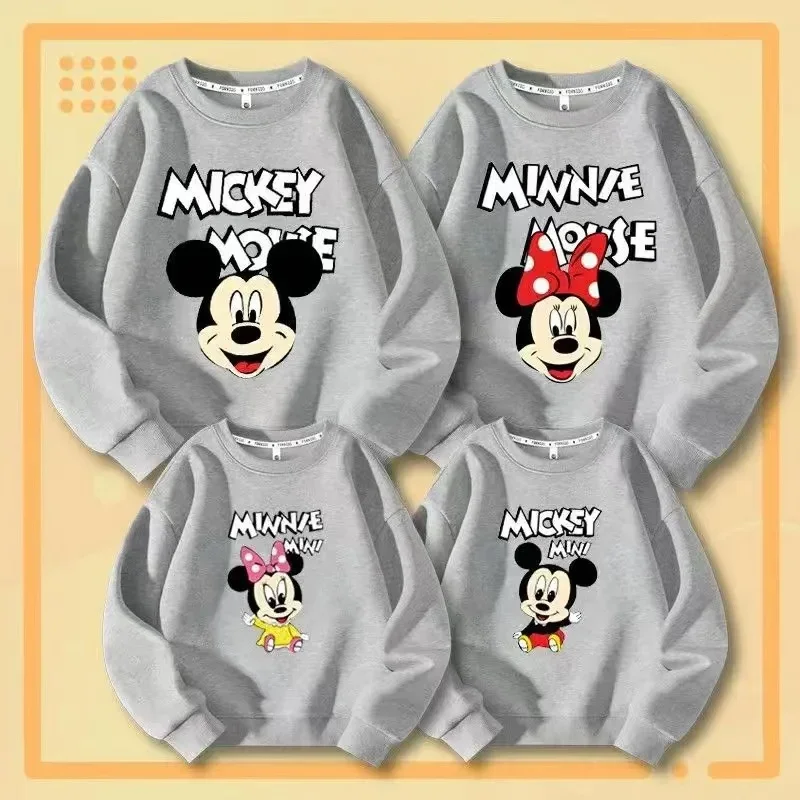 Család Összetartozó ruhák Gúnyrajz mickey minnie Egér nyomtatás sweatshirts Édesanya Leánya vkinek Apó Vkinek a fia stv Ruhaujj felső Anyuka Szerelvény